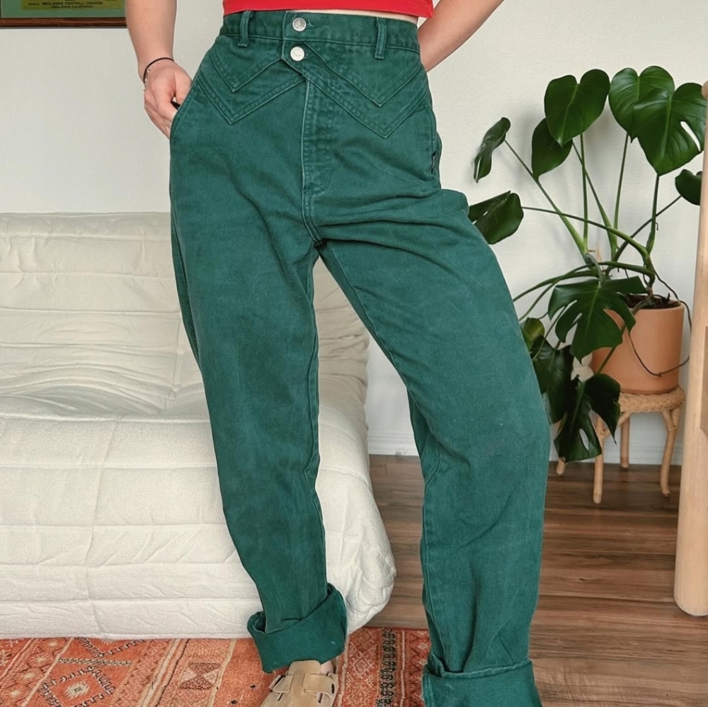 High-Rise Green Women’s Jeans